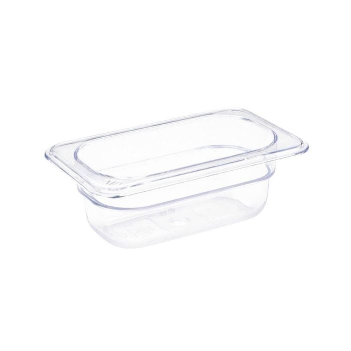 Vogue Gastronorm Food Pan Clear Polycarbonate Gn 1/9 65mm Commercial Kitchen Storage