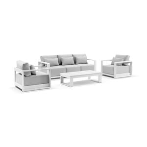 Whitehaven 5pc Seat Lounge Santorini Coffee Table White & Olefin Grey Cushions