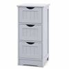 Costway 3drawer Storage Cabinet Freestand Beside Table Organizer Grey