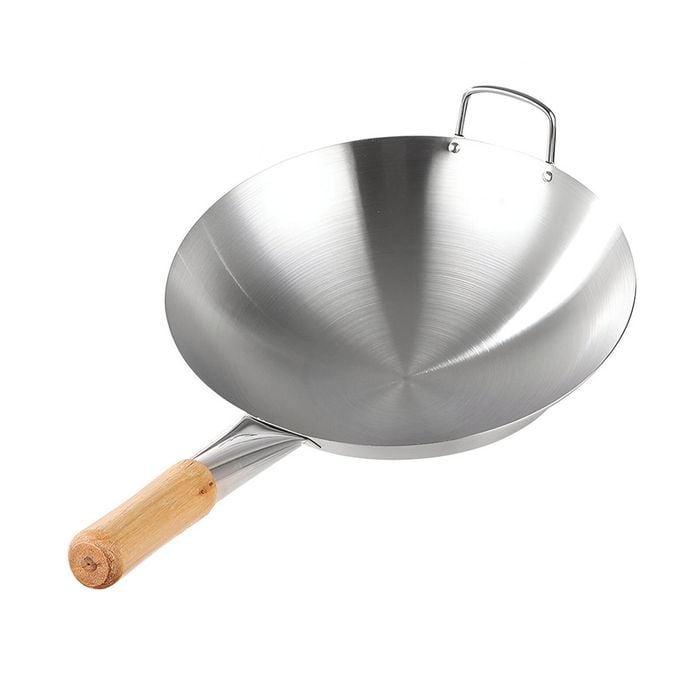 SOGA Stainless Steel Cooking Wok 42cm Wood Handle