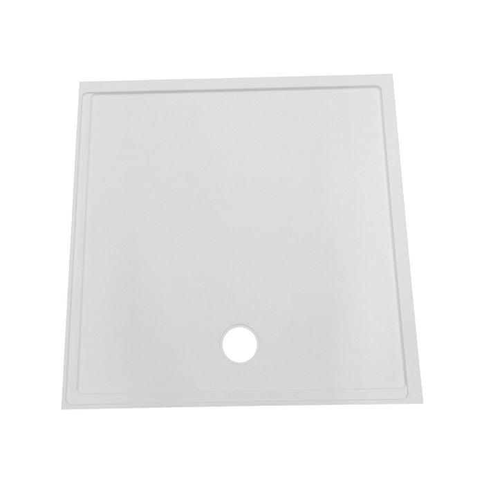 Wet Area Solutions 900 x 900mm White Left Hand Outlet Solid Surface Shower Base
