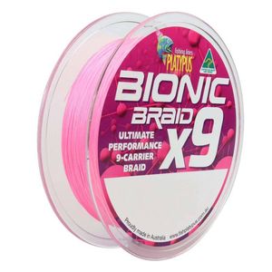 Platypus Bionic X9 Hot Pink 300m Braid Fishing Line 50lb