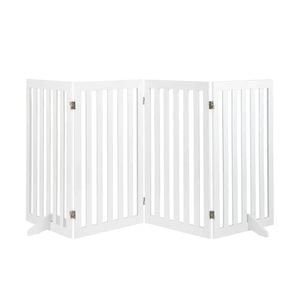Costway 89cm 4panel Expandable Pet Gate Folding Dog Fence Support Feet