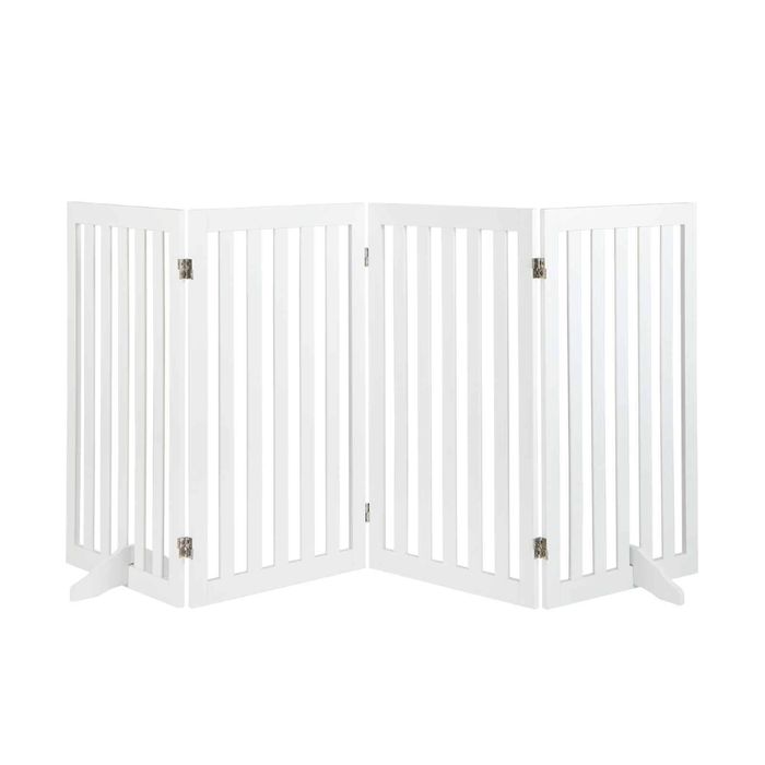 Costway 89cm 4panel Expandable Pet Gate Folding Dog Fence Support Feet