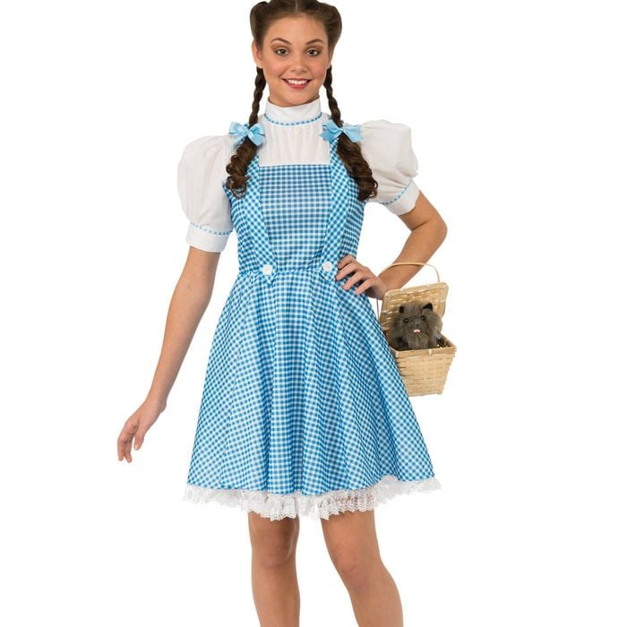 Dorothy Deluxe Halloween Costume Teen Adult Official Wizard of Oz Outfit with Hair Bows, Standard