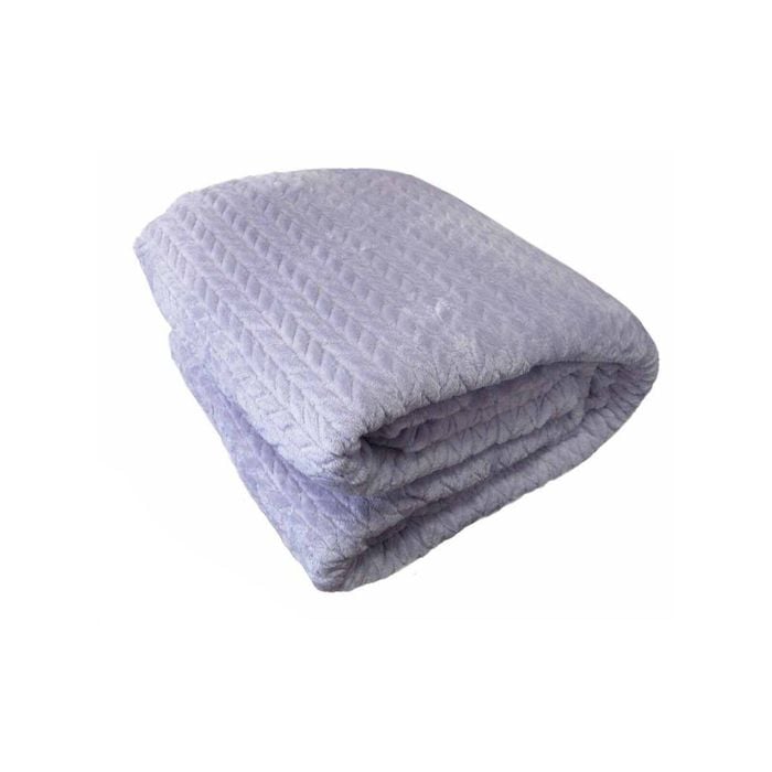 Ardor Liam Herringbone Winter Fleece Blanket Extra Large Throw with Sherpa Reverse 150x200 cm Lilac