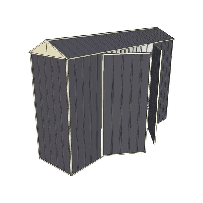 Build-a-Shed 0.8 x 3 x 2.1m Gable Double Hinged Side Door Shed - Grey
