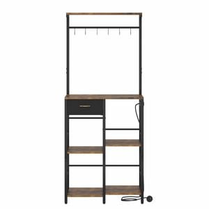 Ufurniture 5 Tier Coffee Bar Stand Station with Storage Drawer & Power Outlet