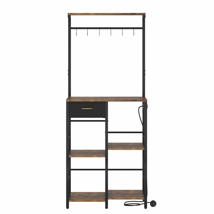 Ufurniture 5 Tier Coffee Bar Stand Station with Storage Drawer & Power Outlet