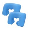 Catzon 2 Pcs Inflatable U-Shaped Pillow Flocked Fabric-Sky Blue