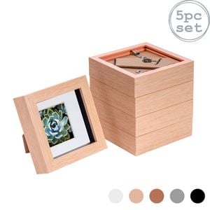 Nicola Spring Shadow Box Frames - 4 X 4" With 2 X 2" Mount - Light Wood - Pack Of 5