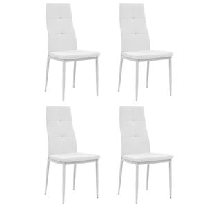 vidaXL Dining Chairs 4 pcs White Faux Leather