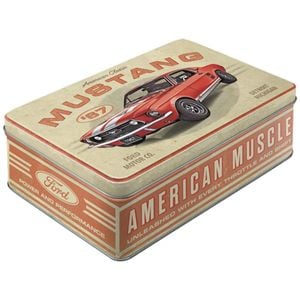 Nostalgic-art Flat Storage Container Tin Ford Mustang Gt 1967 Red 23x16x7cm