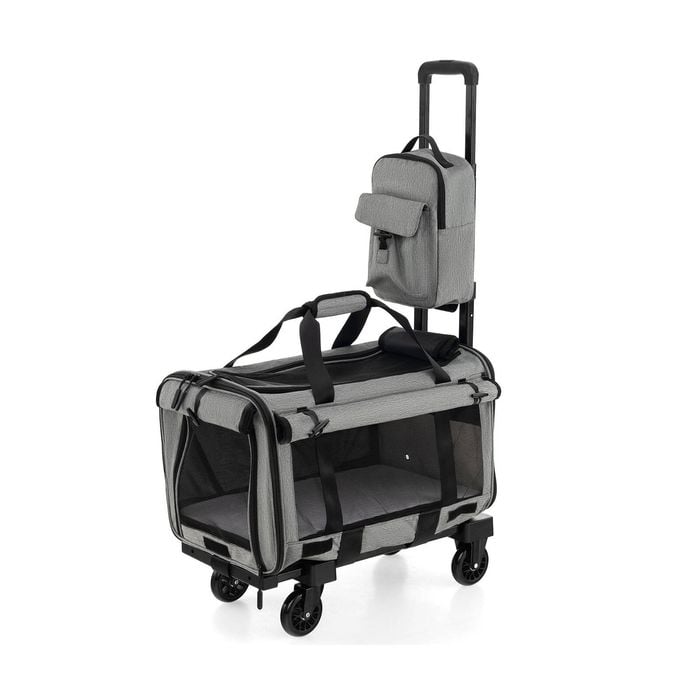Costway Pet Stroller Rolling Cat Dog Travel Carrier Bag Pushchair Carry Strap Litter Bag