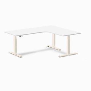 Desky L-Shape Melamine Sit Stand Desk Wheat Frame 180x150cm Right Return