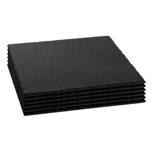 Argon Tableware Square Serving Platter - Pack Of 6 Natural Slate Raw Cut Serving Platter Savoury Placemat Cheese Board