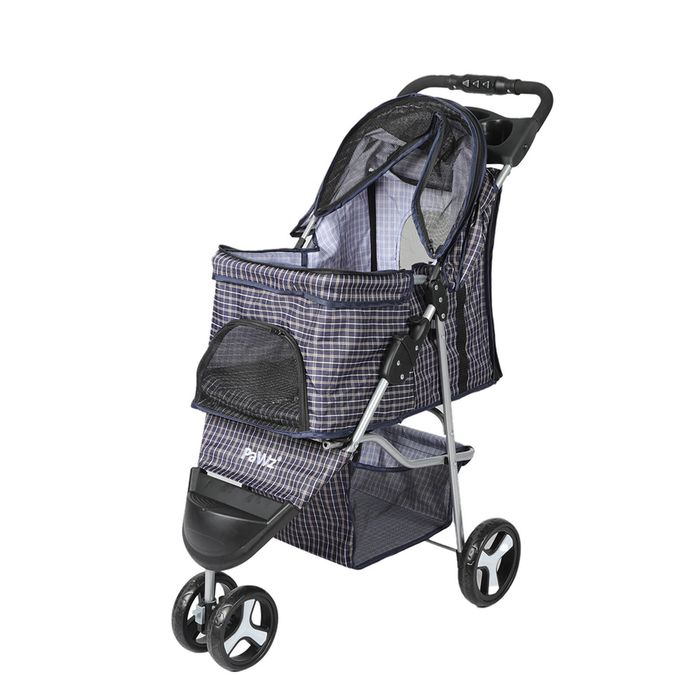 Pawz Foldable Pet Stroller Carrier Large Plaid