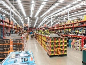 Inside a Bunnings store.