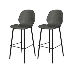 Levede 2x PU Leather Padded Bar Stools Charcoal