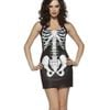 Womens SKELETON COSTUME Halloween Bones Tank Dress Black White Party - White/Black | One Size | Polyester