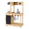 Costway Mud Kitchen Wood Play Chef Pretend Toy Chalkboard Cabinet
