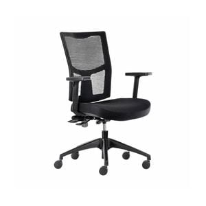 Olg Urban Office Chair Adjustable Arms Nylon Base Mesh Back Black Fabric Seat