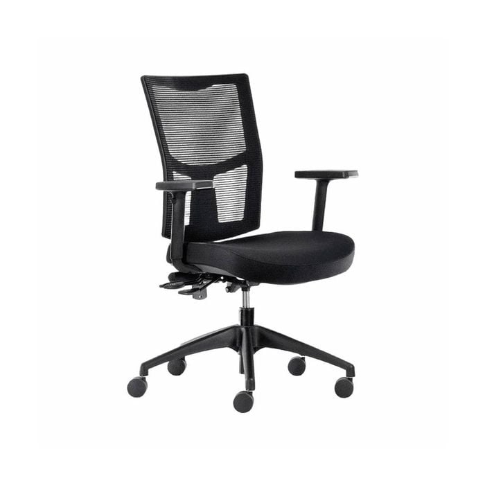 Olg Urban Office Chair Adjustable Arms Nylon Base Mesh Back Black Fabric Seat