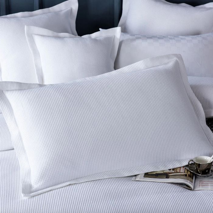 CottonMore One Pair of 100% Cotton White Waffle Pillowcases 48x73cm+5cm