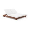 Santorini Aluminium Double Sun Lounge Teak Look & Sunbrella Canvas Cushions