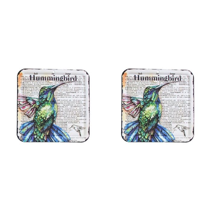 2PK LVD Metal Coasters Garden Home/Kitchen 10.5cm Square Assorted