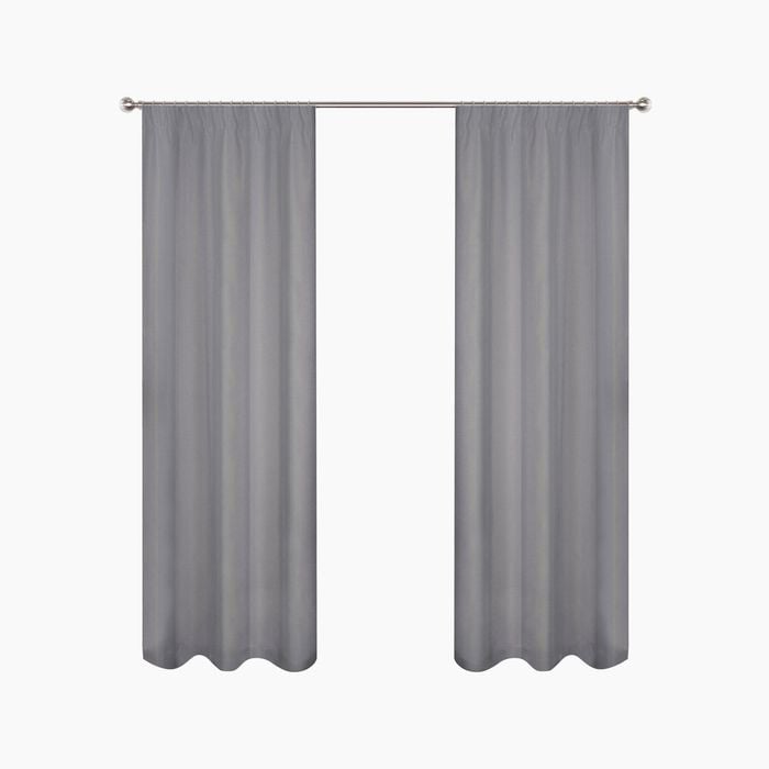 Smart Home Products 190cm Silver Seville Pencil Pleat Curtain - 2 Pack - 150-230 x 205cm