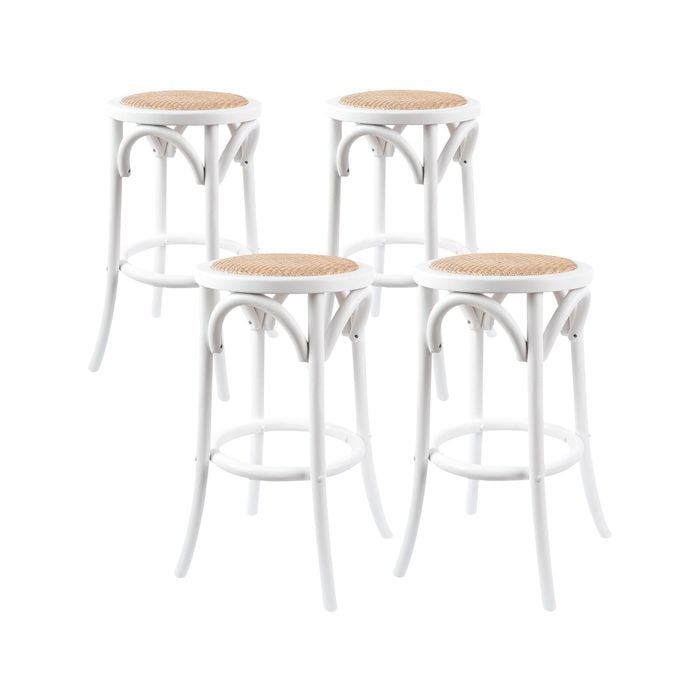 Aster 4pc Round Bar Stools Dining Stool Chair Solid Birch Wood