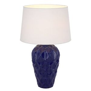 Telbix Madrid Contemporary Table Desk Lamp Light Fabric Ceramic Blue White Gloss
