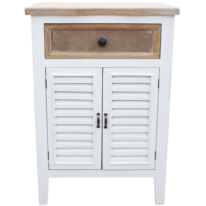 LVD Fir Wood 55x68cm Cabinet Shutter w/ Drawer Furniture - White/Wash