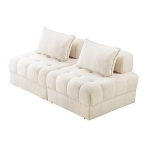 Oikiture 2 Seater Boucle Modular Sofa Lounge Chair