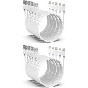 iWill 10 Pack 2m Long Data Transfer Charger Charging USB Cable Cord for Apple iPhone iPad iPod Bulk White