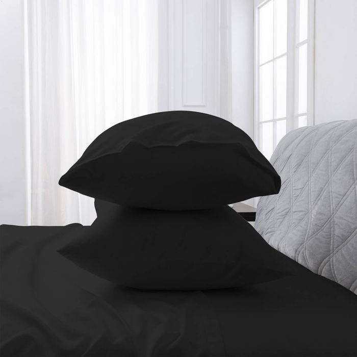 LINENOVA 2PCS Bamboo Blend Cooling Pillowcases Pillow Case - Black,Standard