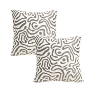 SOGA 2X 50cm Gray White Abstract Swirl Pattern Decorative Throw Pillow
