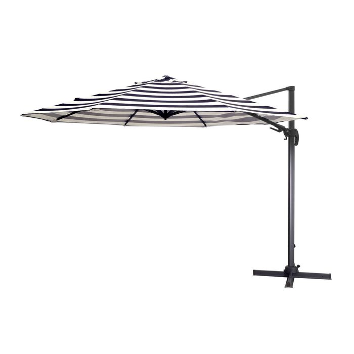 Hartman Black and White Stripe Capri Cantilever Umbrella