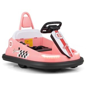 Costway 6v Electric Bumper Car Kids 360°spin Ride On Car With Dual Motors & Music,pink