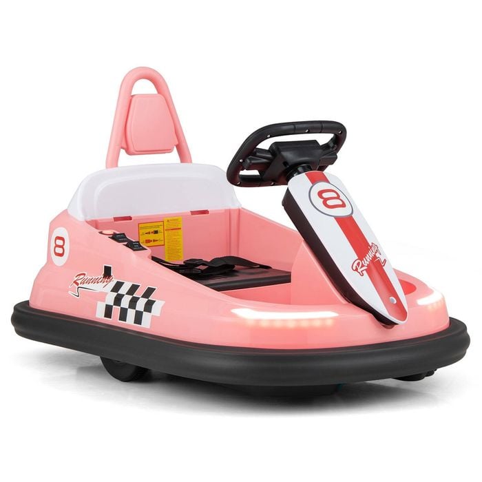 Costway 6v Electric Bumper Car Kids 360°spin Ride On Car With Dual Motors & Music,pink