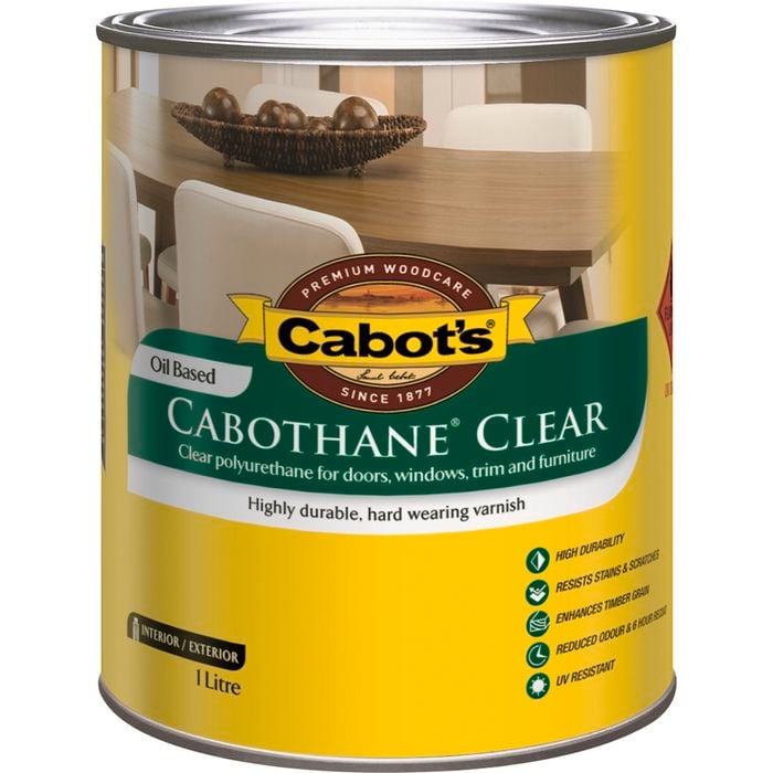 Cabot's 1L Gloss Cabothane Clear Oil Based Timber Varnish