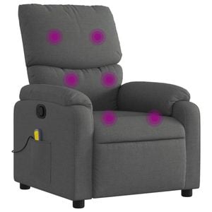 vidaXL Massage Recliner Chair Reclining Chair Single Sofa Dark Grey Fabric