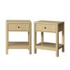 Oikiture 2x Bedside Table Drawer Side End Table Storage Nightstand Natural