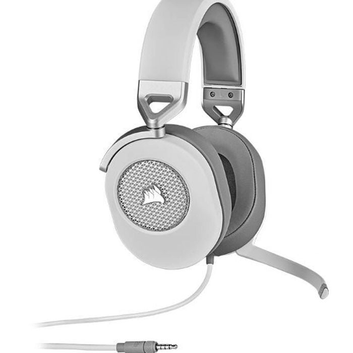 Corsair HS65 White 7.1 Dolby Atoms Surround Wired Headset. All Day Comfort, Lightweight, Sonarworks SoundID Technology 3.5mm, US