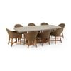 Waverley 2.6m Outdoor Concrete Look Dining Set Brushed Wheat With 8 Coastal Wicker Chairs & Cream Cushions