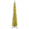Costway 2.1M Artificial Pencil Christmas Tree 499 Branch Tips Warm White LEDs