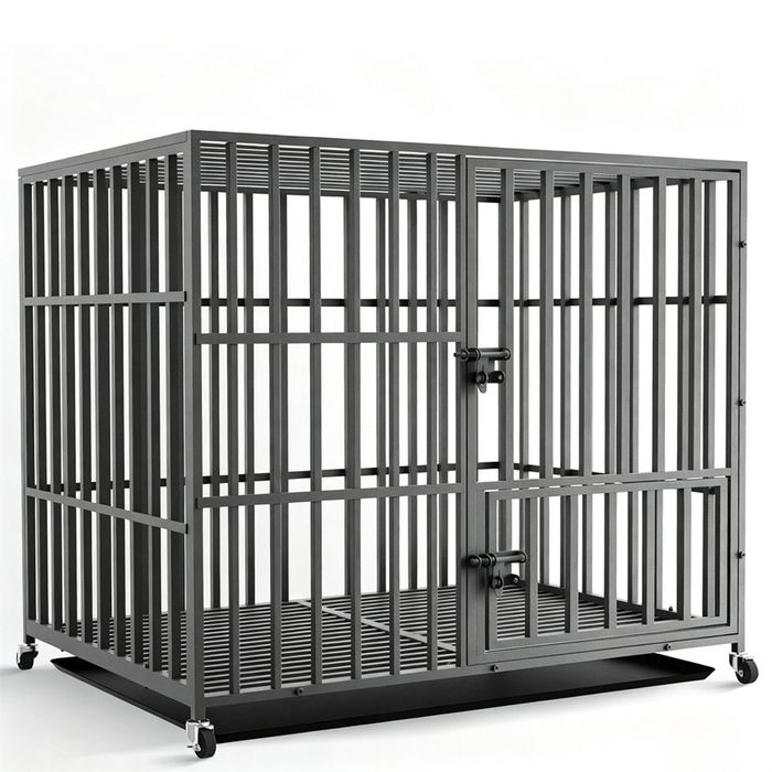 Bingopaw Heavy-Duty Dog Crate Metal Rolling Pet Kennel Sturdy Playpen for Dogs 107x77.5x88.5cm