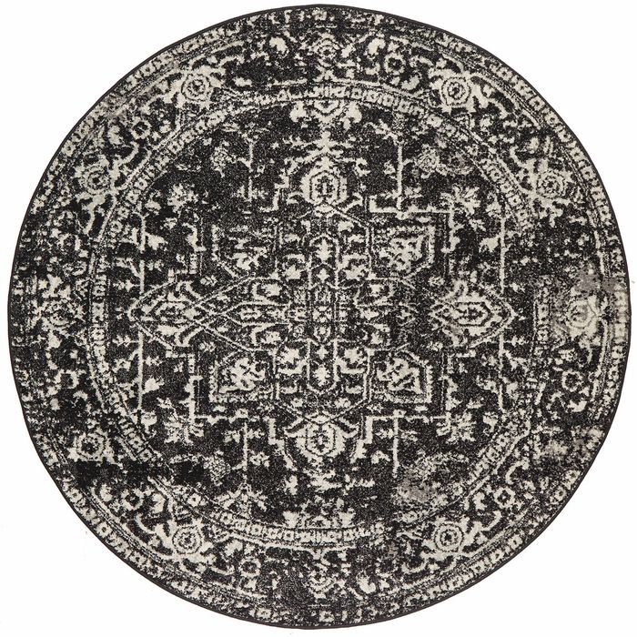 Sense 253 Charcoal 240x240cm Round - Large Pet Friendly Power Loomed Rug