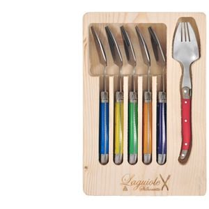 6pc Laguiole Silhouette Stainless Steel Spork Cutlery Set - Multicolour